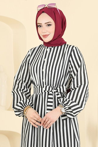 moda selvim Dress 119NZRK1200 Black - Thumbnail