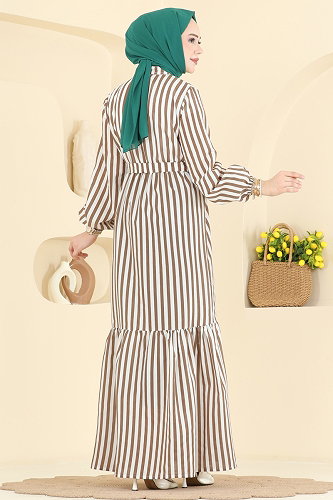 moda selvim Dress 119NZRK1200 Brown - Thumbnail