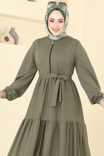 moda selvim Dress 1202DLB1088 Khaki - Thumbnail
