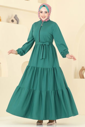 moda selvim Dress 1202DLB1088 Light Petroleum - Thumbnail