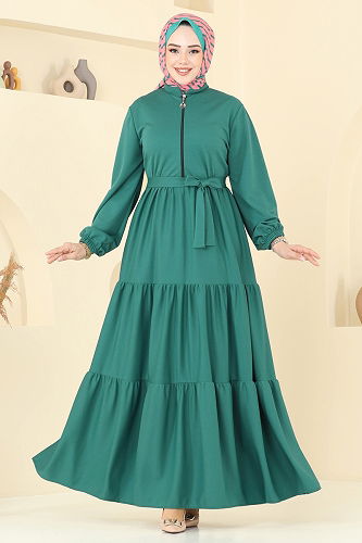 moda selvim الفستان بترولي فاتح 1202DLB1088 - Thumbnail