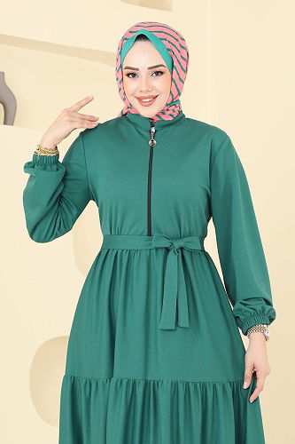 moda selvim الفستان بترولي فاتح 1202DLB1088 - Thumbnail