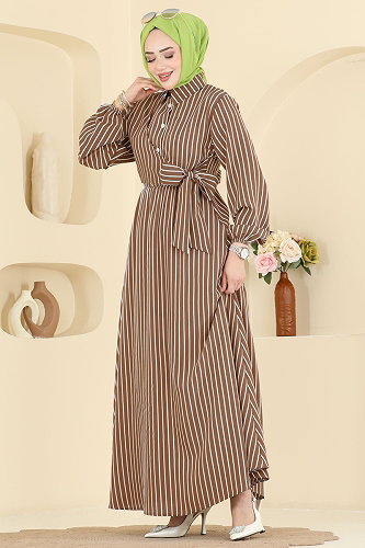 moda selvim Dress 120NZRK1200 Brown - Thumbnail