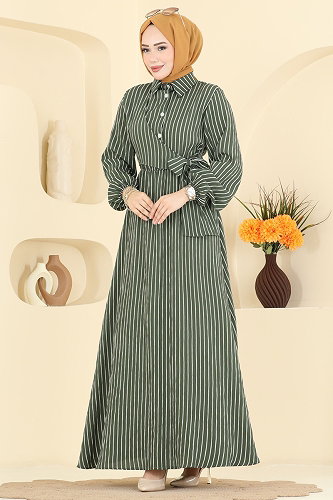 moda selvim Dress 120NZRK1200 Khaki - Thumbnail