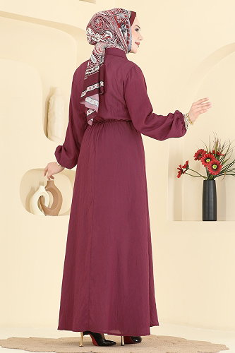 moda selvim الفستان خمري 121NZRK1200 - Thumbnail
