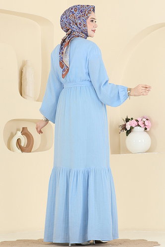moda selvim الفستان أزرق فاتح 122NZRK1200 - Thumbnail