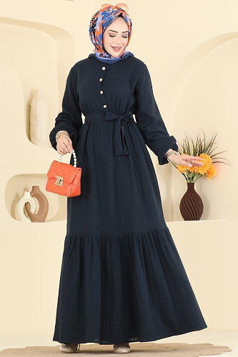 moda selvim Dress 122NZRK1200 Navy Blue - Thumbnail
