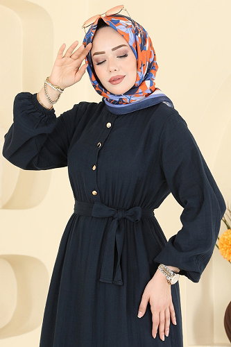 moda selvim الفستان كحلي 122NZRK1200 - Thumbnail