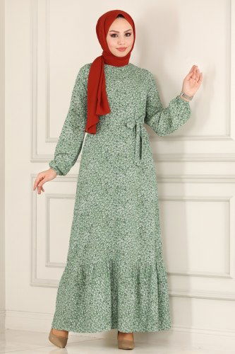 moda selvim 1235UZ662 تركوازي فستان - Thumbnail