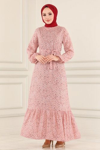 moda selvim Dress 1235UZ662 Powder - Thumbnail