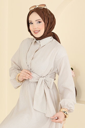 moda selvim Dress 124NZRK1200 Beige - Thumbnail