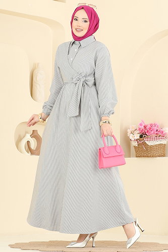 moda selvim Dress 124NZRK1200 Gray - Thumbnail