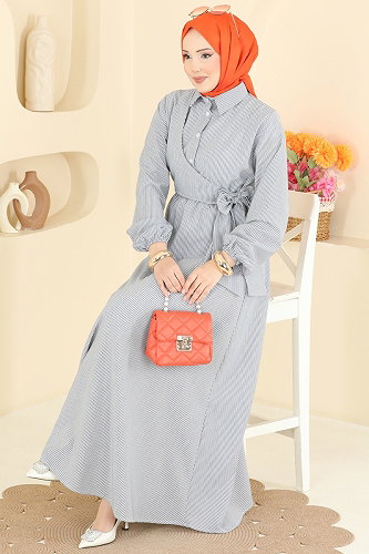 moda selvim الفستان كحلي 124NZRK1200 - Thumbnail