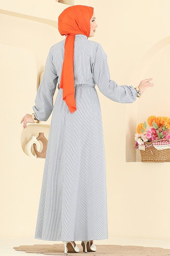 moda selvim الفستان كحلي 124NZRK1200 - Thumbnail