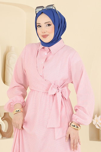 moda selvim Dress 124NZRK1200 Pink - Thumbnail