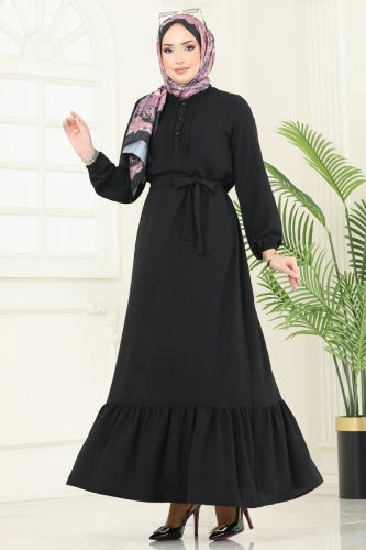 moda selvim الفستان أسود 1259BM387 - Thumbnail