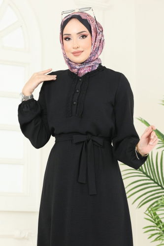 moda selvim الفستان أسود 1259BM387 - Thumbnail