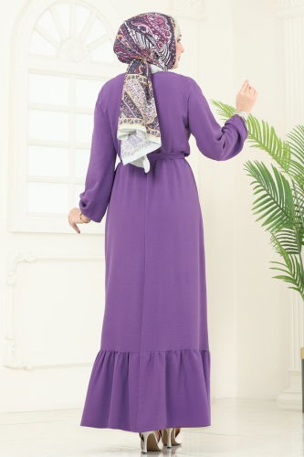 moda selvim Dress 1259BM387 Dark Lilac - Thumbnail