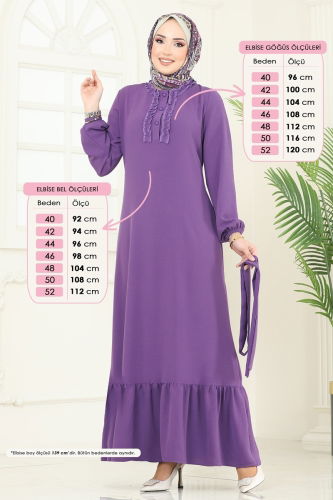 moda selvim الفستان ليلكي غامق 1259BM387 - Thumbnail