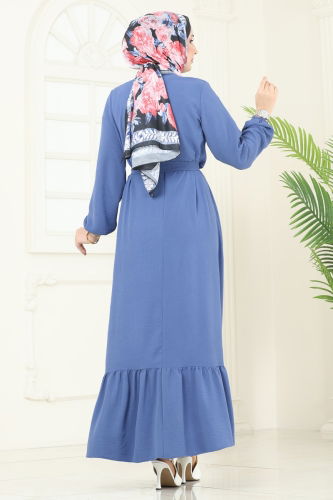 moda selvim Dress 1259BM387 Indigo - Thumbnail