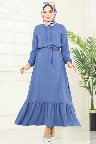 moda selvim الفستان ازرق 1259BM387 - Thumbnail