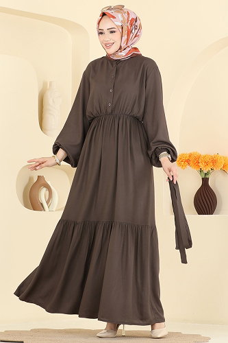 moda selvim Dress 125NZRK1200 Brown - Thumbnail