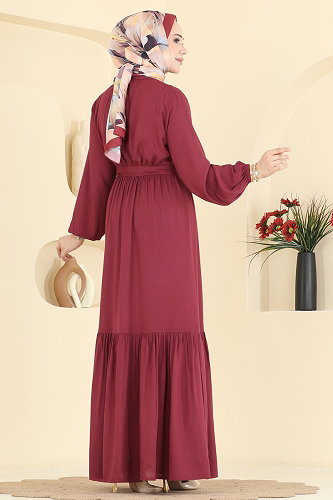moda selvim الفستان خمري 125NZRK1200 - Thumbnail