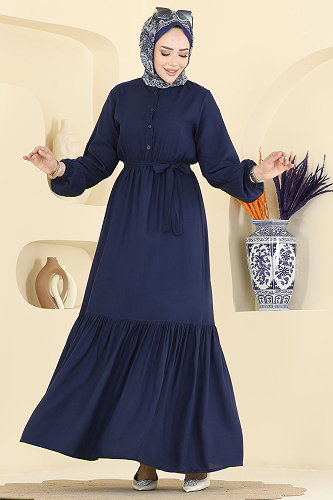 moda selvim Dress 125NZRK1200 Navy Blue - Thumbnail
