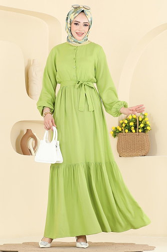 moda selvim Dress 125NZRK1200 Pistachio Green - Thumbnail