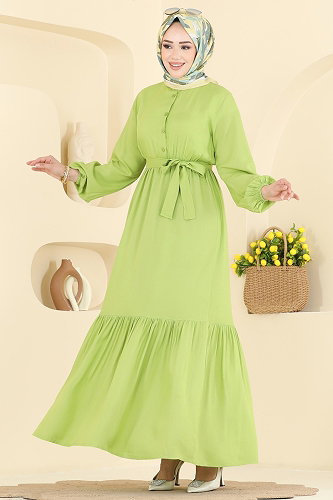 moda selvim Dress 125NZRK1200 Pistachio Green - Thumbnail
