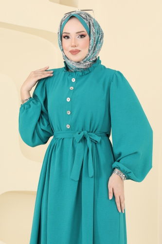 moda selvim الفستان بترولي فاتح 1260BM387 - Thumbnail