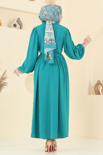 moda selvim الفستان بترولي فاتح 1260BM387 - Thumbnail