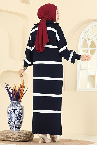 moda selvim Dress 1298TPK1167 Navy Blue - Thumbnail
