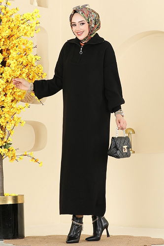 moda selvim Dress 1299TPK1167 Black - Thumbnail