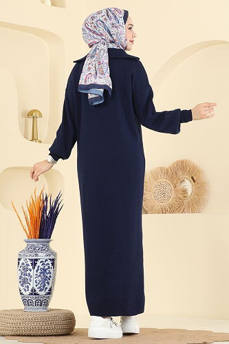 moda selvim Dress 1299TPK1167 Navy Blue - Thumbnail