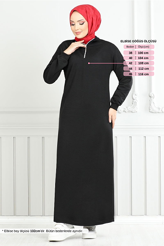 moda selvim الفستان أسود 13366ETT902-M - Thumbnail