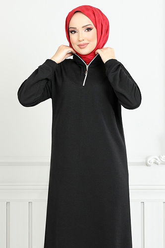 moda selvim الفستان أسود 13366ETT902-M - Thumbnail