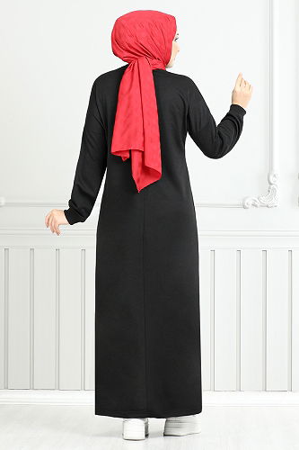 moda selvim الفستان أسود 13366ETT902-M - Thumbnail