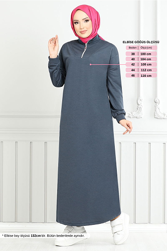 moda selvim Dress 13366ETT902-M Navy Blue - Thumbnail