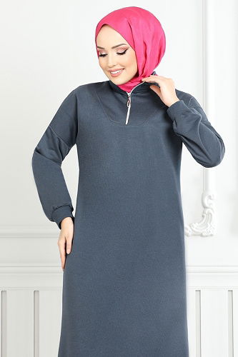 moda selvim Dress 13366ETT902-M Navy Blue - Thumbnail