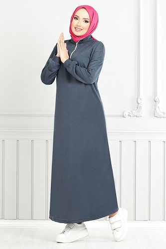 moda selvim الفستان كحلي 13366ETT902-M - Thumbnail