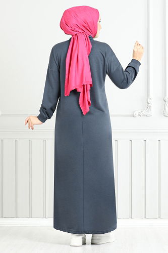 moda selvim الفستان كحلي 13366ETT902-M - Thumbnail