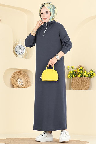 moda selvim Dress 13366ETT926 Anthracite - Thumbnail