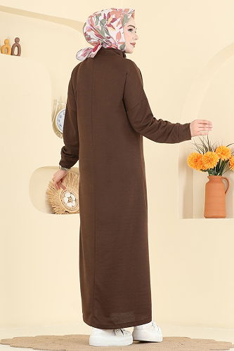 moda selvim الفستان بني 13366ETT926 - Thumbnail