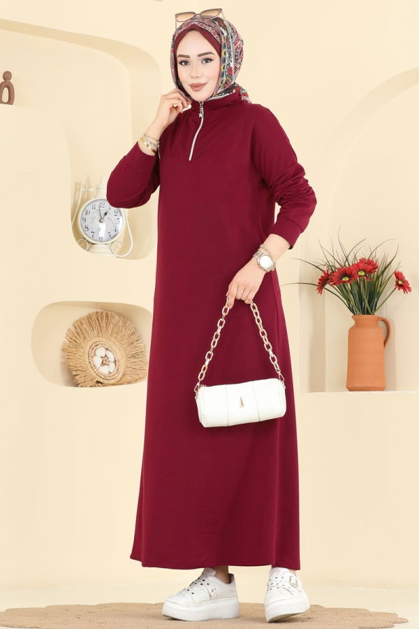 Modaselvim Dress Dress 13366ETT926 Burgundy