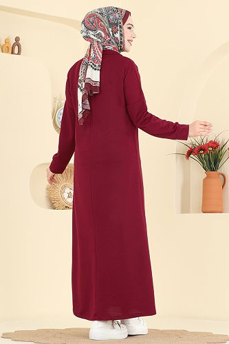 moda selvim الفستان خمري 13366ETT926 - Thumbnail