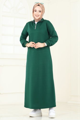 moda selvim Dress 13366ETT926 Emerald - Thumbnail