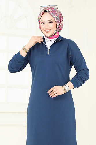 moda selvim الفستان ازرق 13366ETT926 - Thumbnail