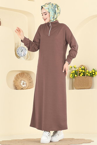 moda selvim الفستان بيج وردي 13366ETT926 - Thumbnail