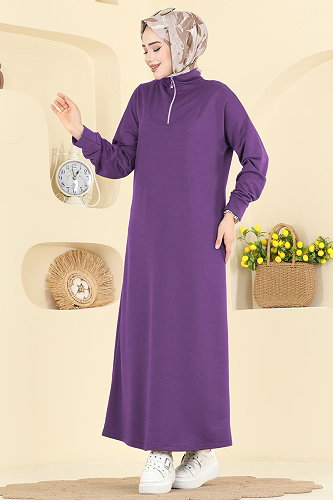 moda selvim Dress 13366ETT926 Purple - Thumbnail